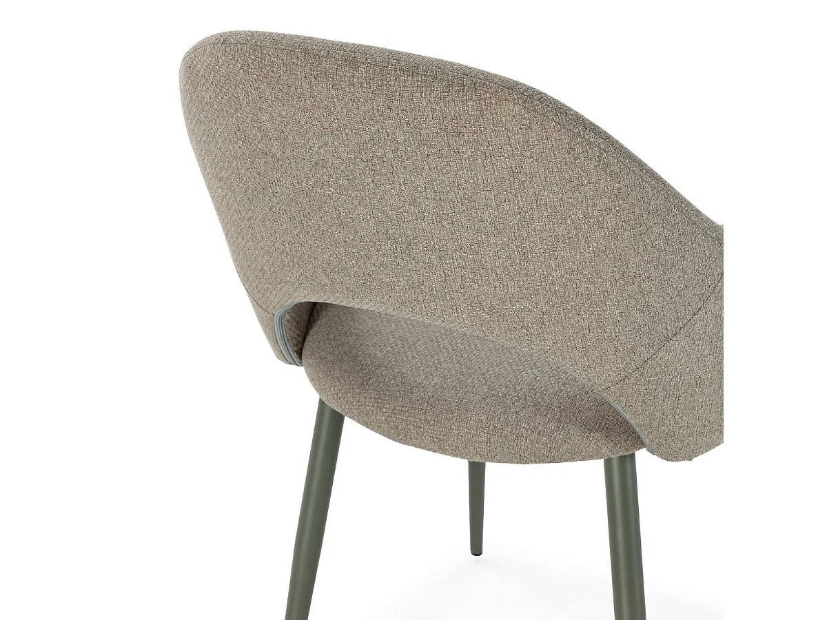 Table ronde crème + 4 chaises vertes design pieds métal vert - AXELLE
