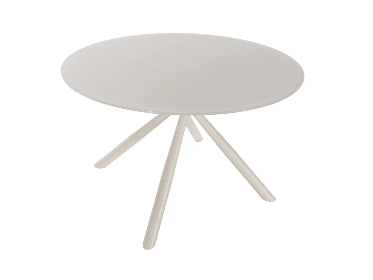 Table ronde crème + 4 chaises vertes design pieds métal vert - AXELLE