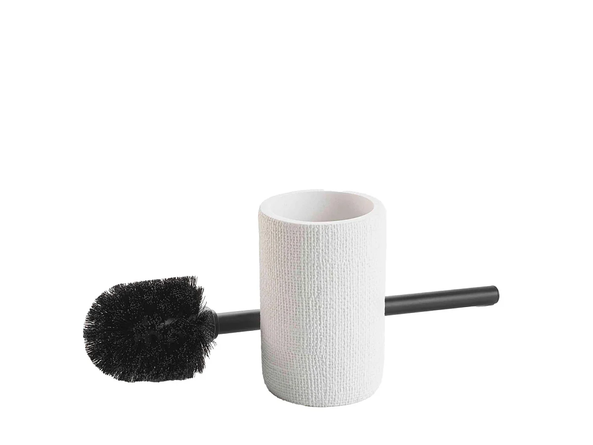 Brosse WC Effet Tissé "Spa" 36cm Blanc