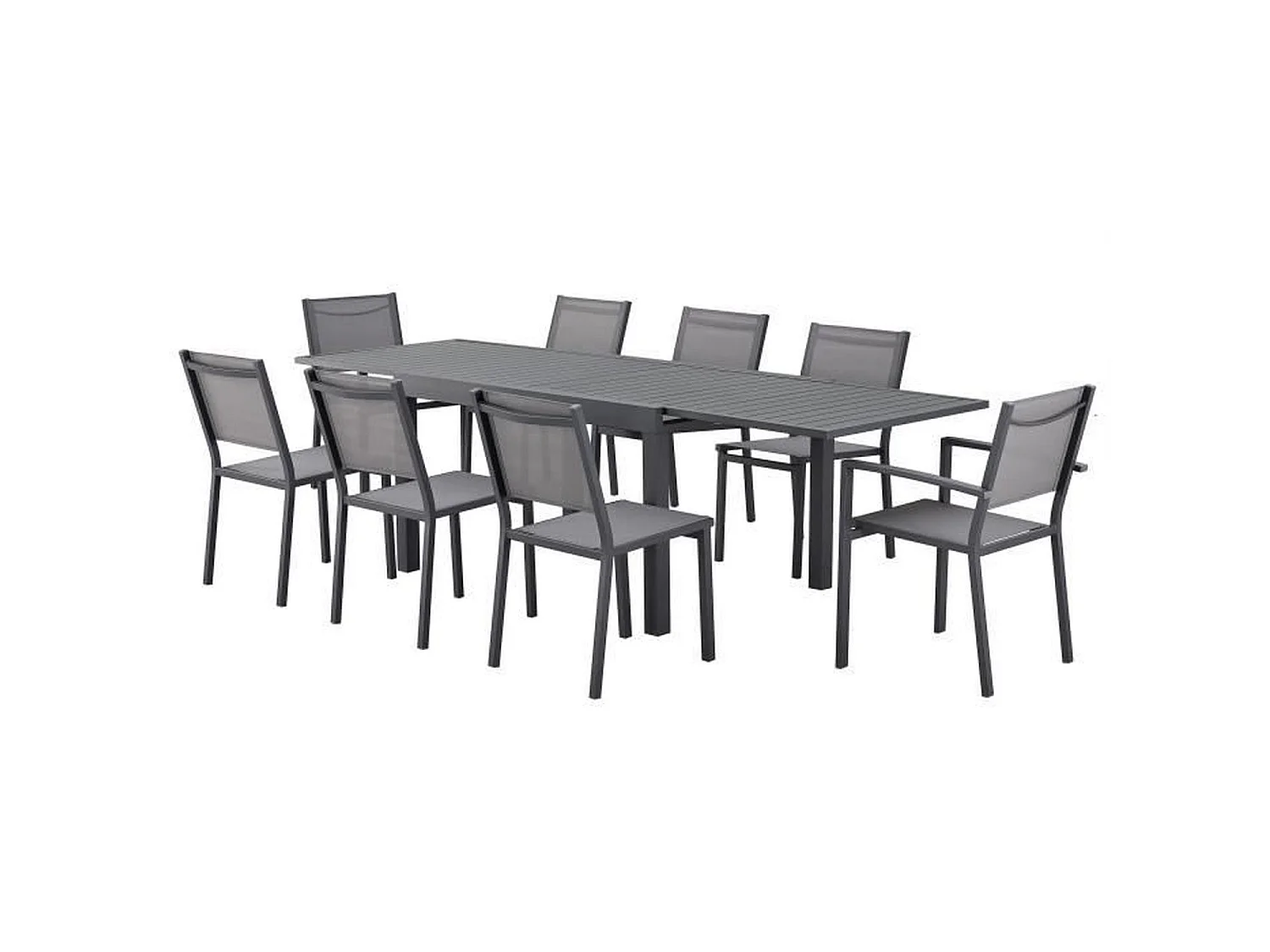 Mesa de jardín rectangular extensible para 6 a 8 personas - Estructura de aluminio - 135-270 x 90 x 75 cm - Gris oscuro