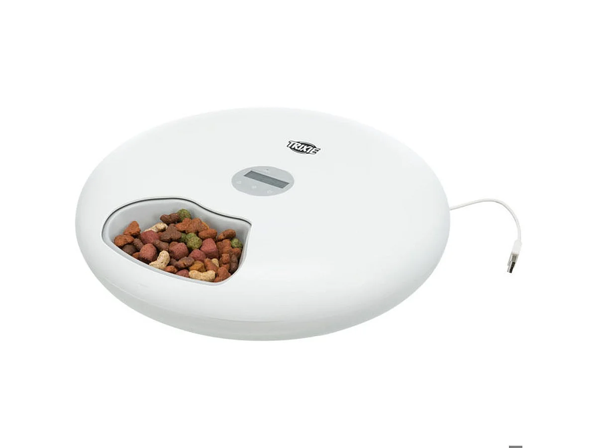TRIXIE TX5+1 Automatischer Haustierfutterautomat - 1,08 L Kapazität - 6 Portionen à 180 ml - Weiß