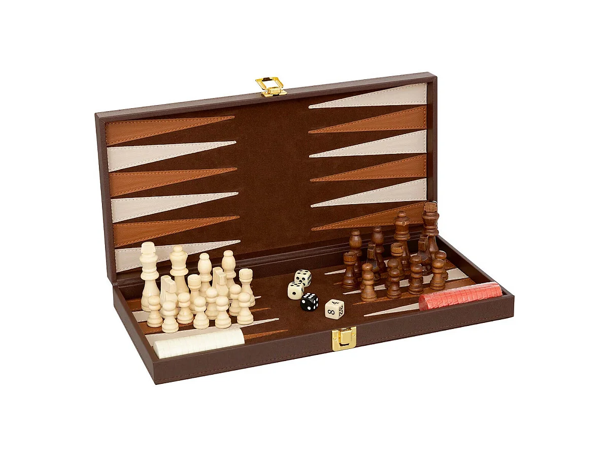 Jeu de Backgammon & d'Échec "Jule" 40cm Marron