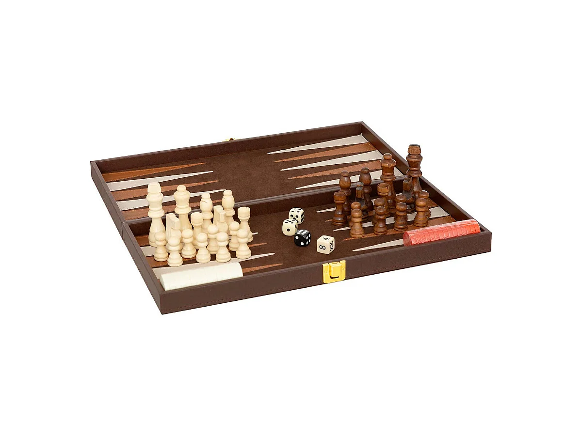 Jeu de Backgammon & d'Échec "Jule" 40cm Marron