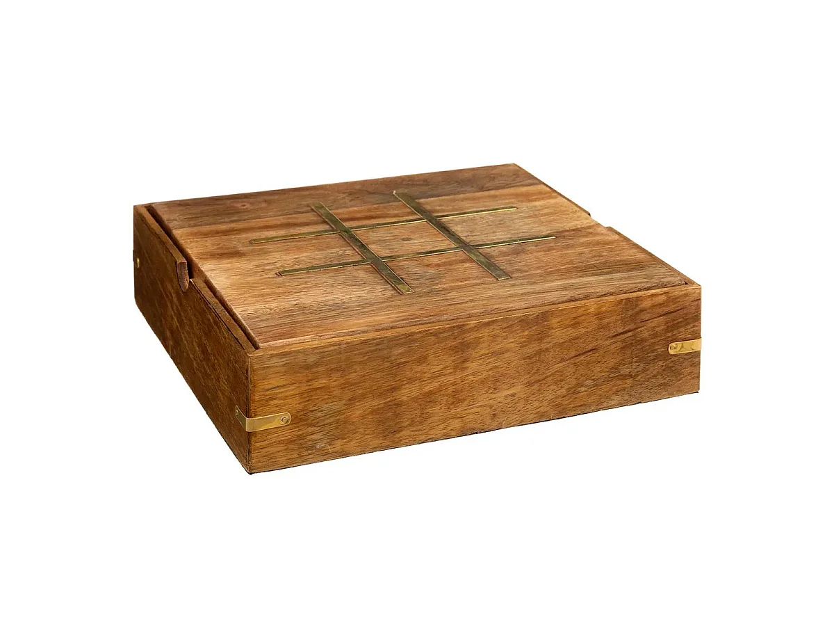 Plateau Multi-Jeux en Bois Déco "Ines" 23cm Marron
