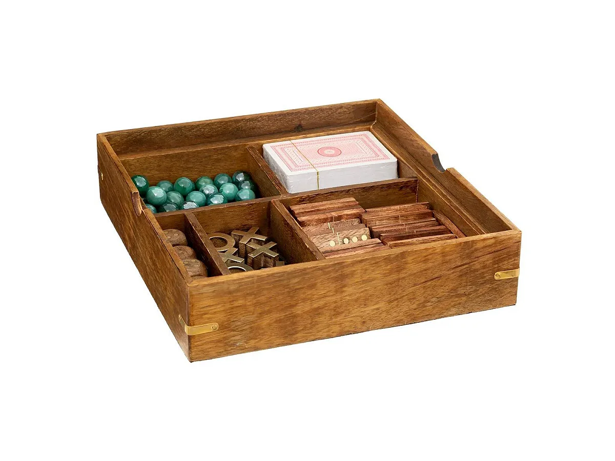 Plateau Multi-Jeux en Bois Déco "Ines" 23cm Marron