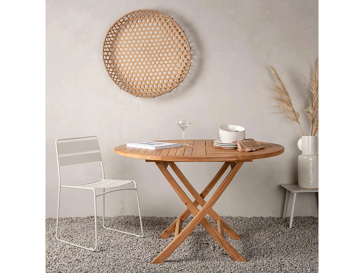 Table de Jardin Ronde "Kenya" 120cm Naturel