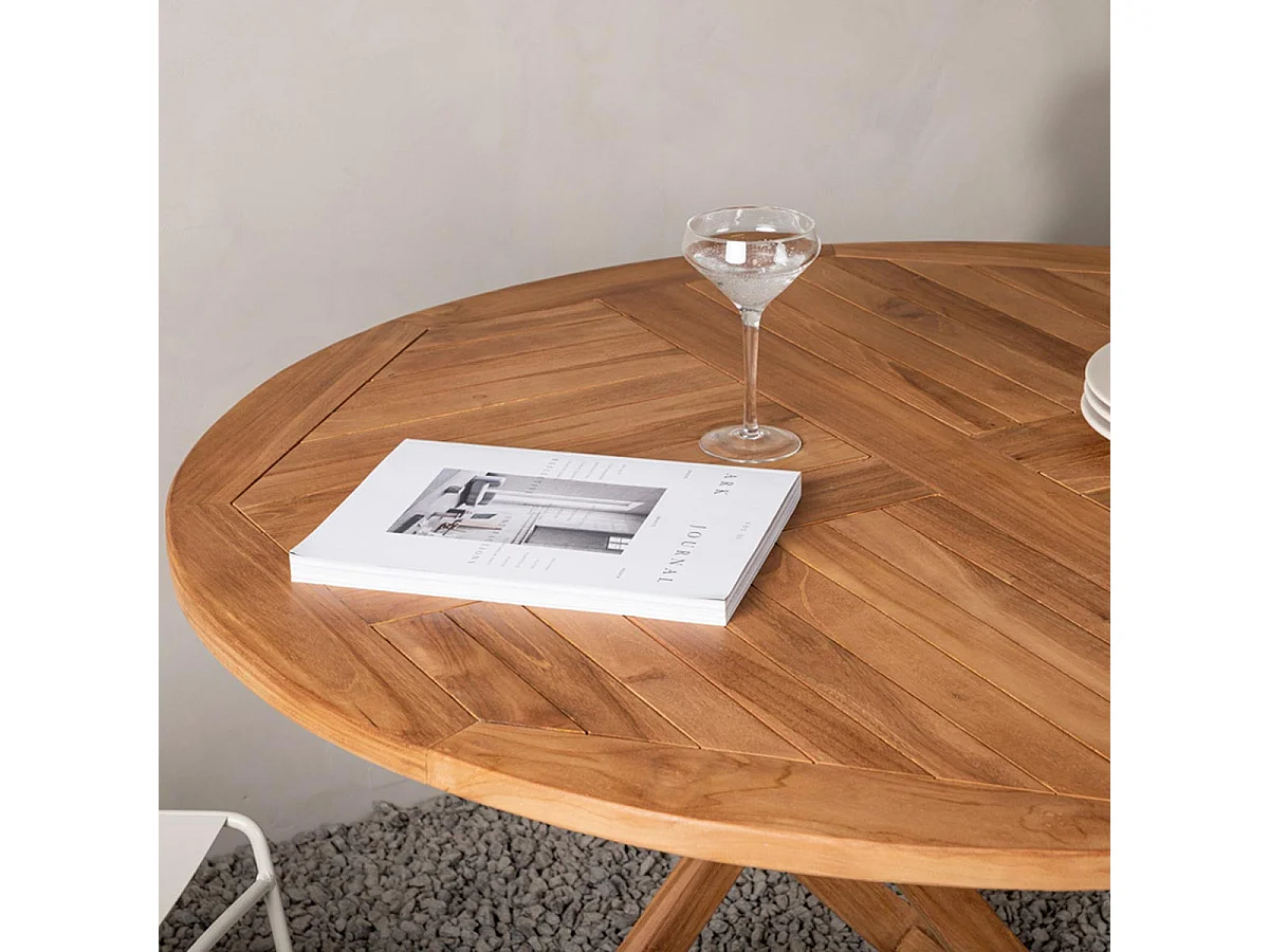 Table de Jardin Ronde "Kenya" 120cm Naturel