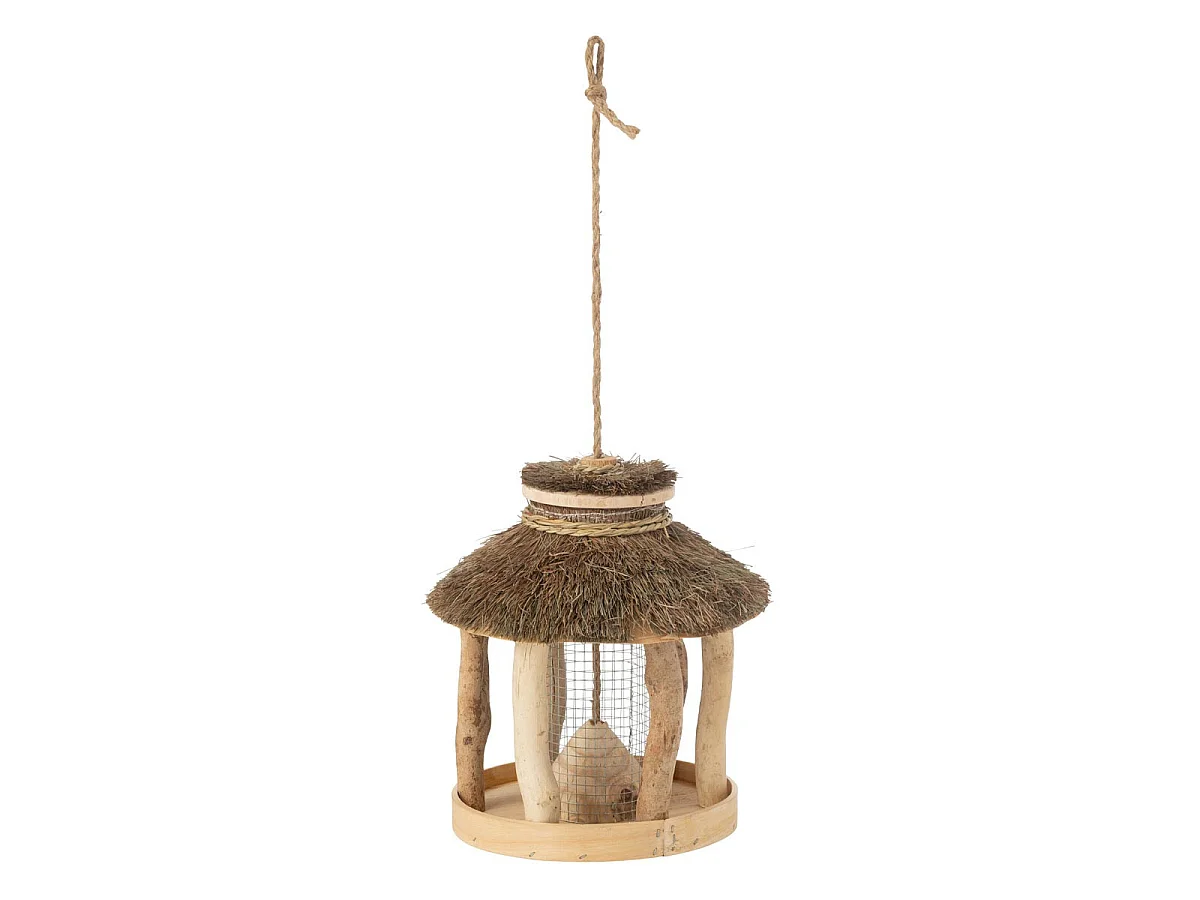 Nichoir Suspendu en Bois "Mangeoire" 25cm Naturel