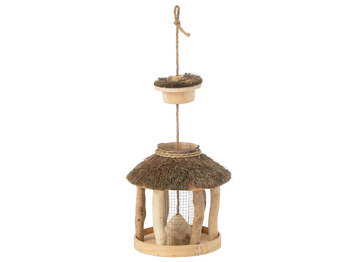 Nichoir Suspendu en Bois "Mangeoire" 25cm Naturel