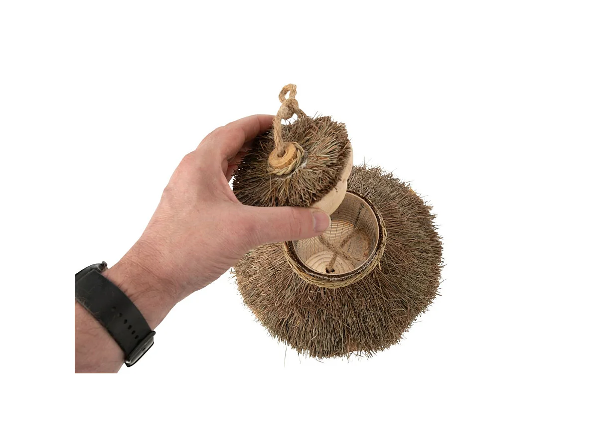 Nichoir Suspendu en Bois "Mangeoire" 25cm Naturel