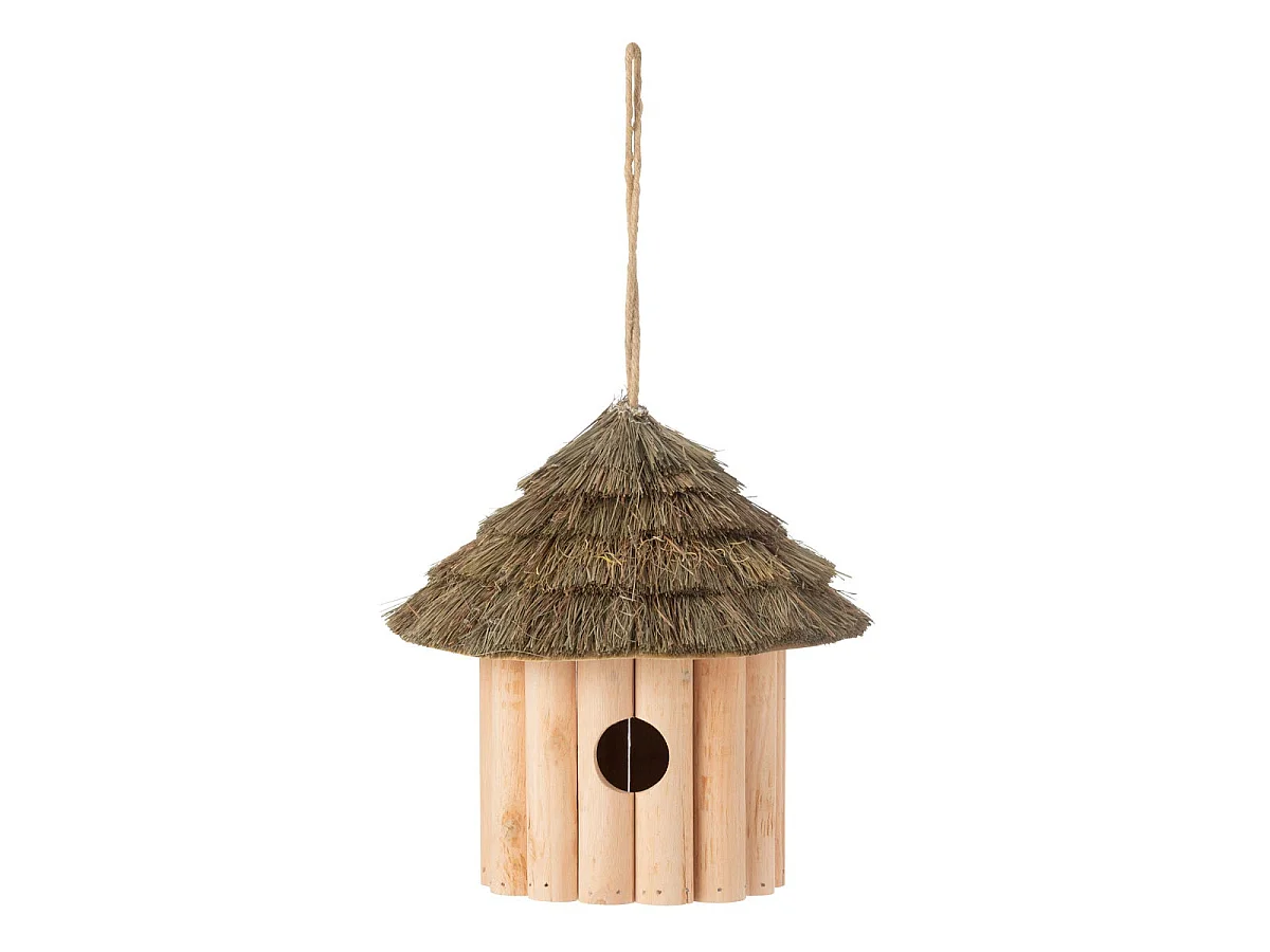 Nichoir Suspendu en Bois "Welcome" 25cm Naturel