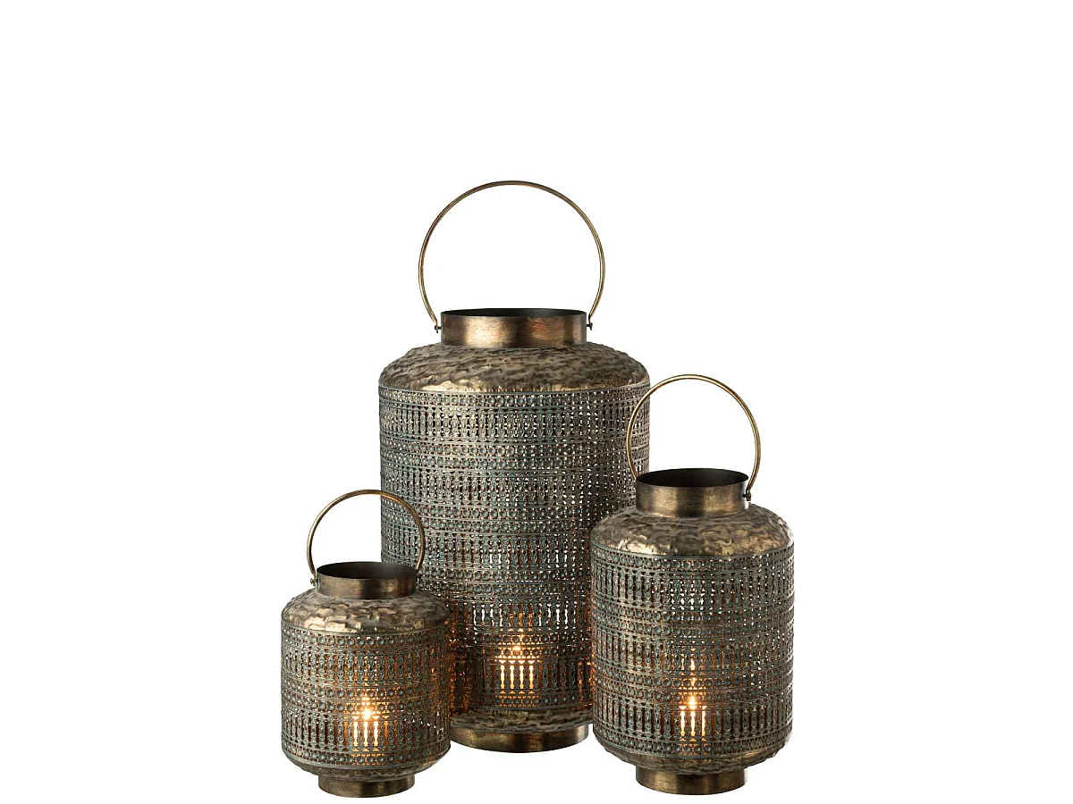 Lanterne Cylindrique en Métal "Antique" 44cm Bronze