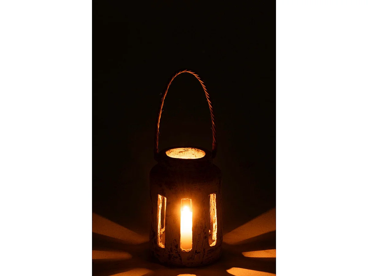 Lanterne en Terre Cuite "Ruby" 34cm Noir & Blanc