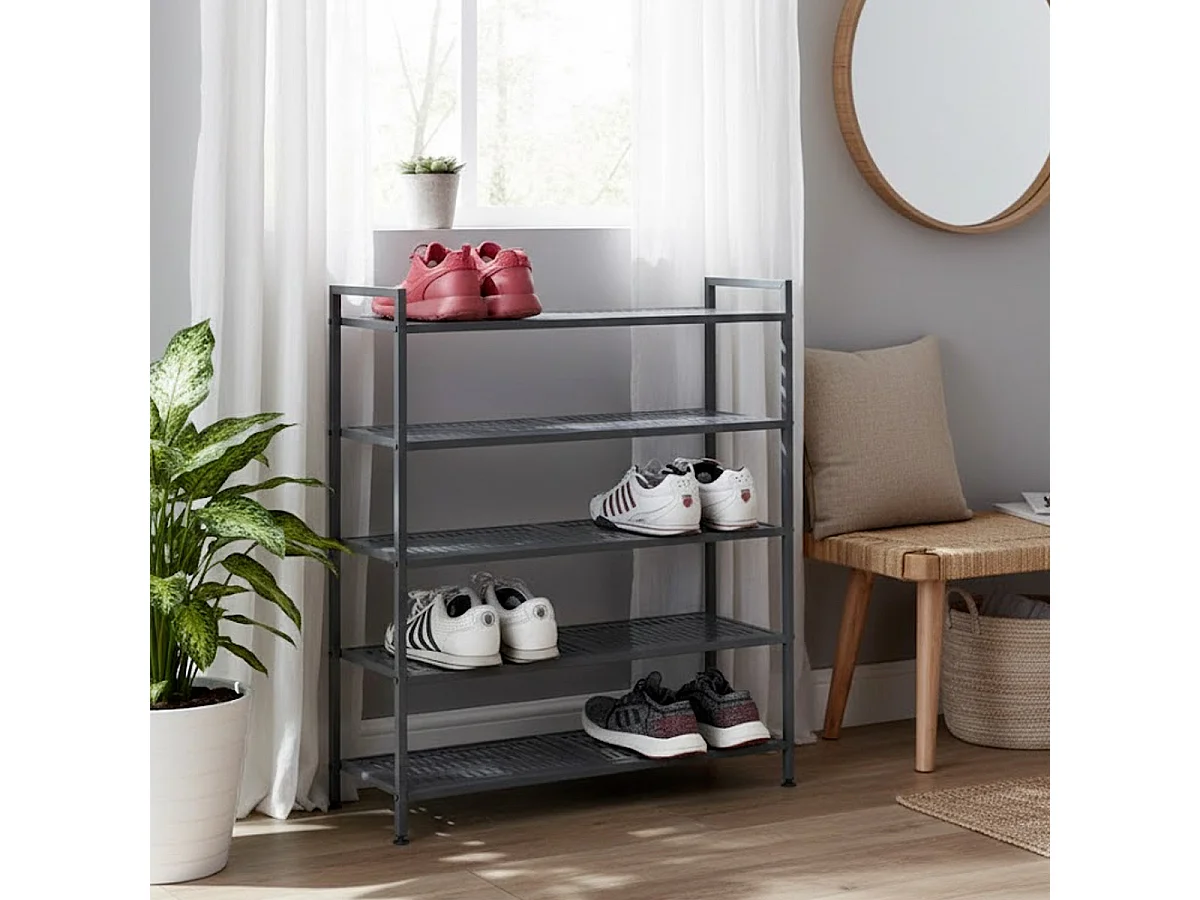 Étagère à Chaussures 5 Niveaux "Arthur" 90cm Anthracite