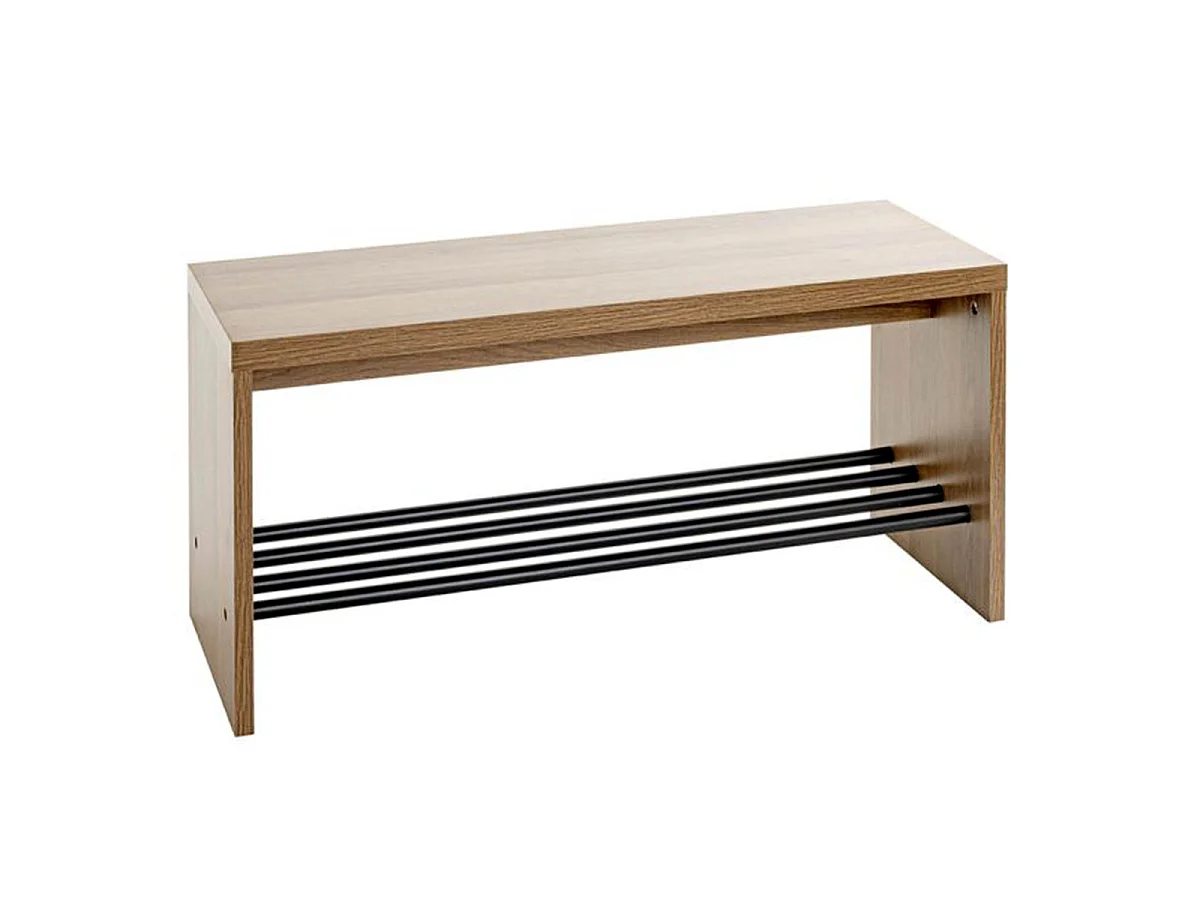 Meuble à Chaussures & Banc "Miranda" 80cm Chêne Foncé & Noir