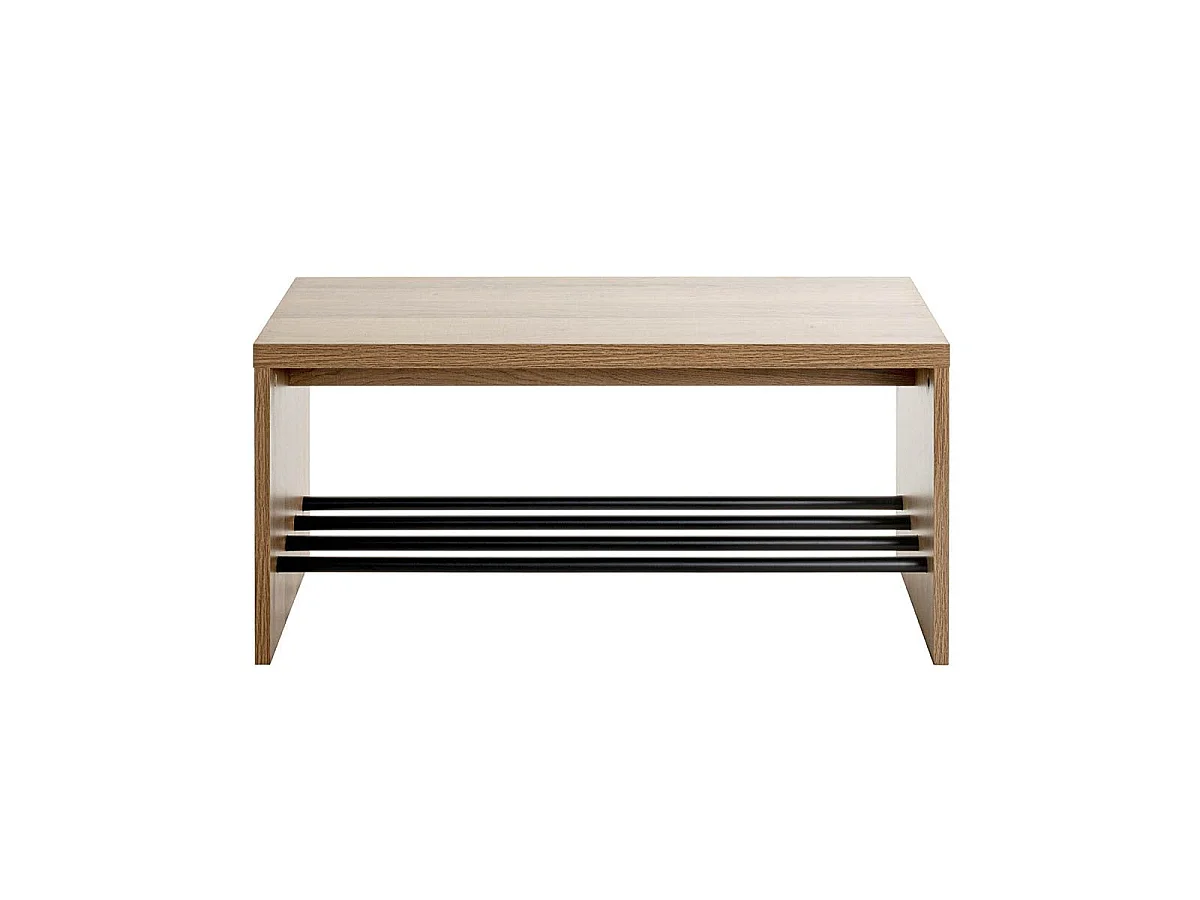 Meuble à Chaussures & Banc "Miranda" 80cm Chêne Foncé & Noir