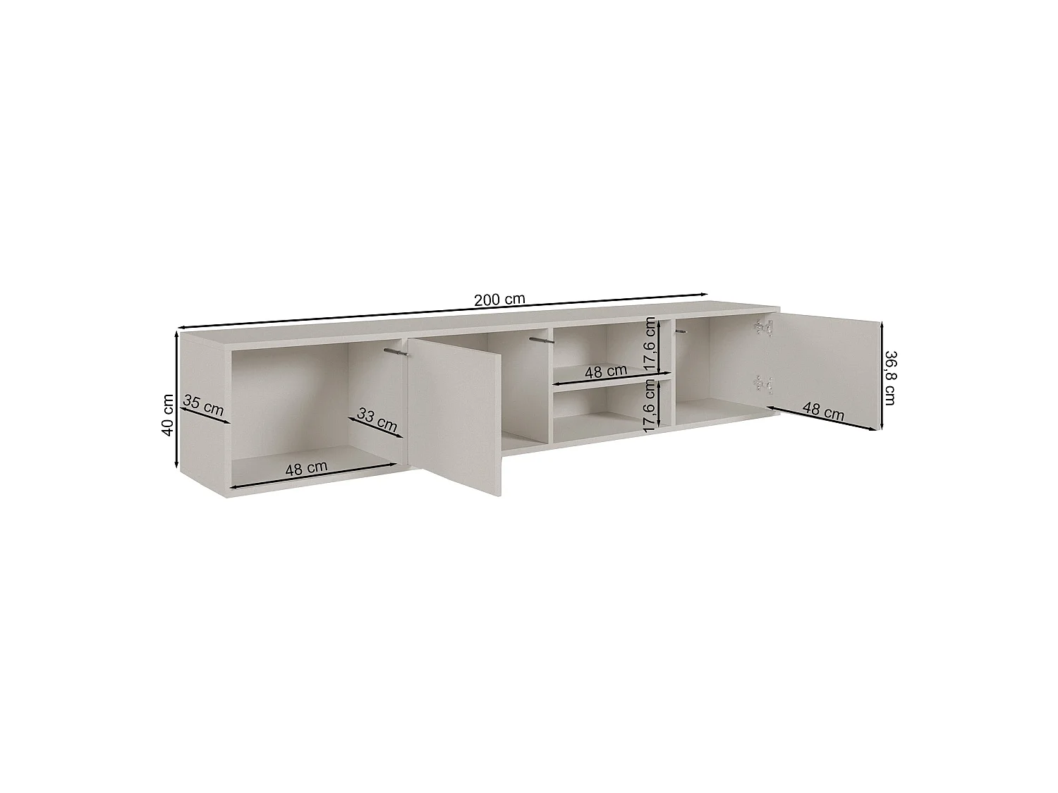 TV-Hängeboard 2-türig - Warmia Walnuss - 200 cm - Sanva