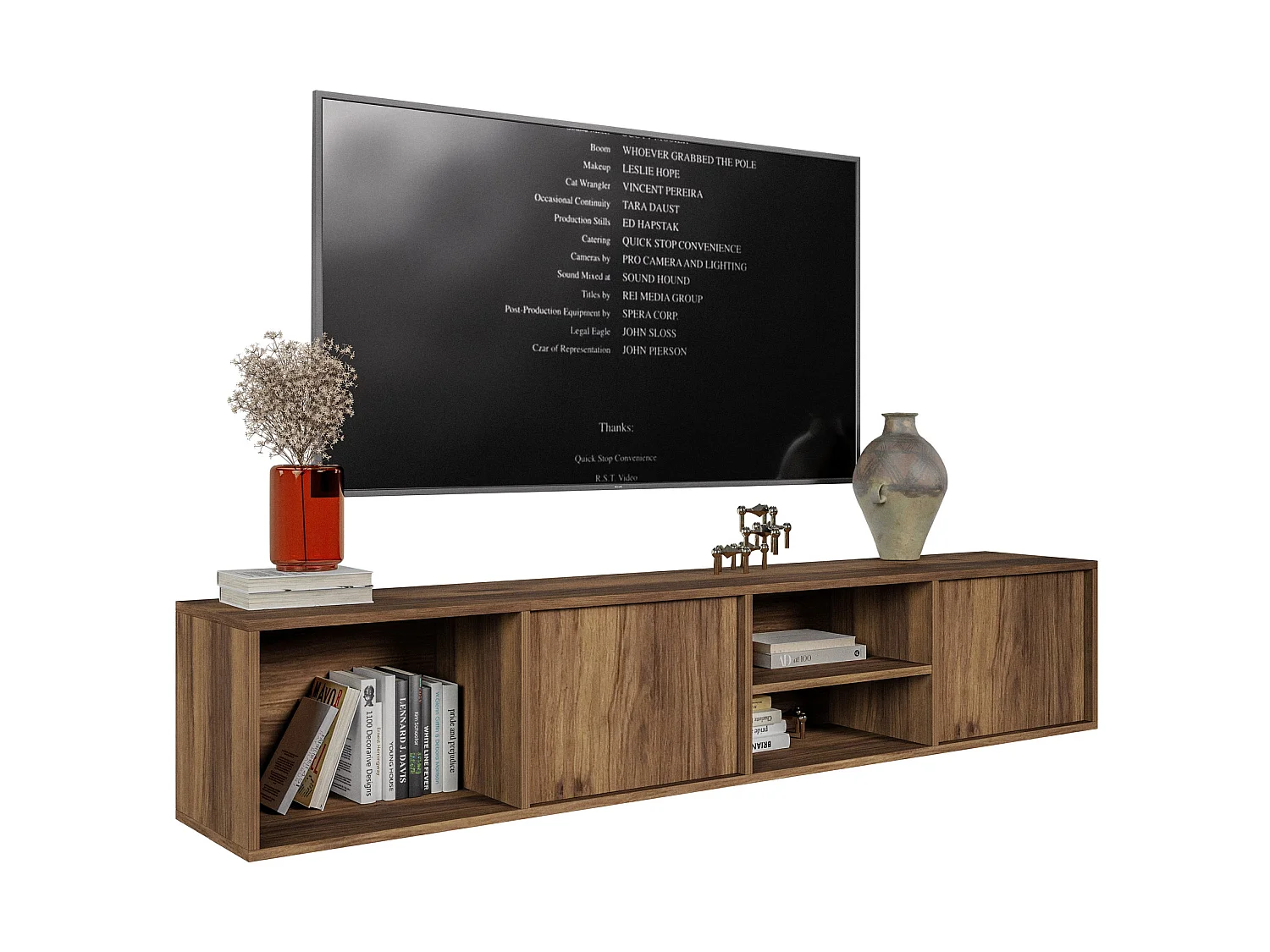 TV-Hängeboard 2-türig - Warmia Walnuss - 200 cm - Sanva