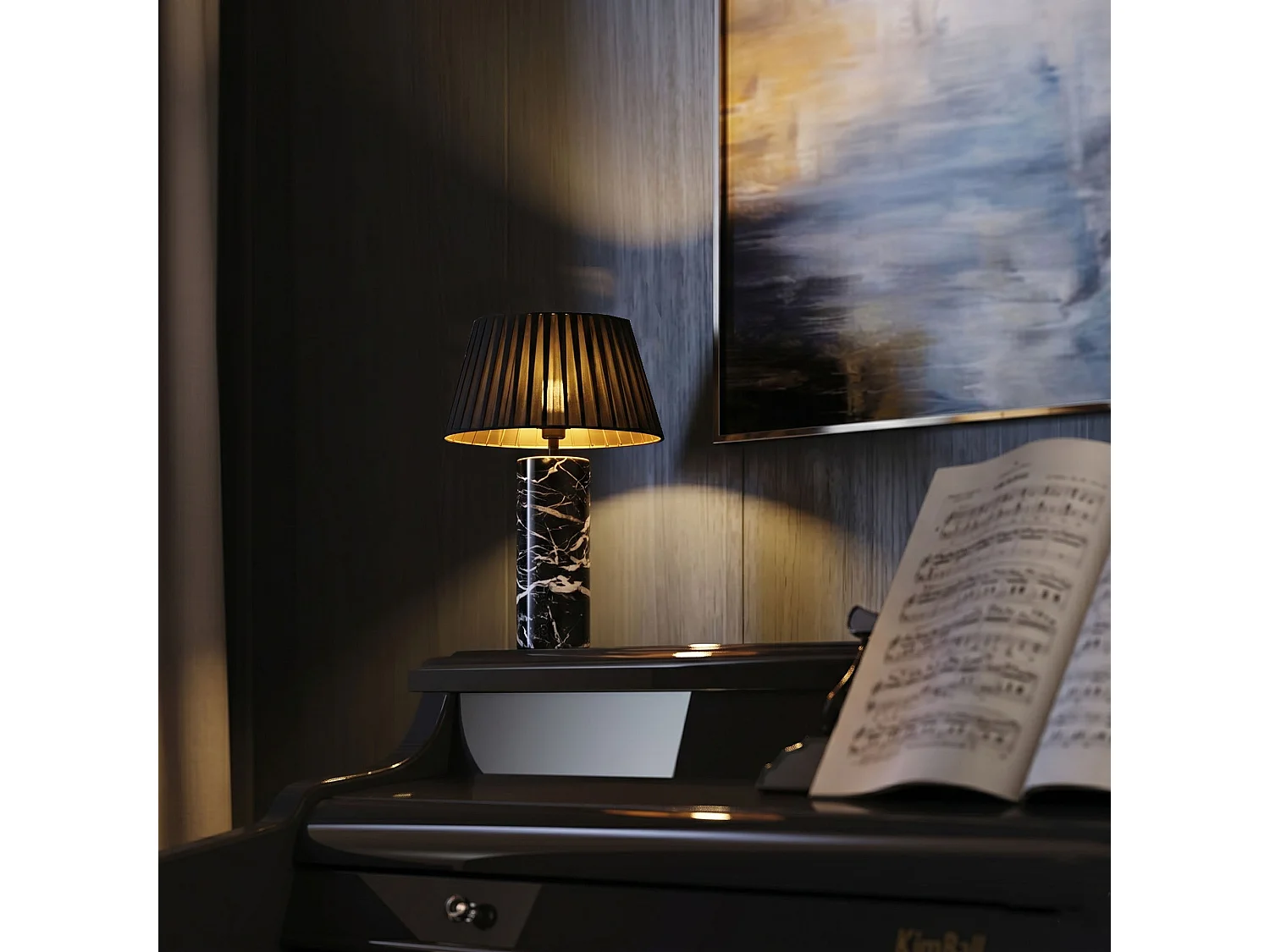 Lampe de table intérieur STILOS BLACK MARBLE H32,5cm