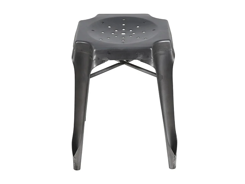 Lot 2 tabourets vintage empilables en métal gris vieilli - METALICA