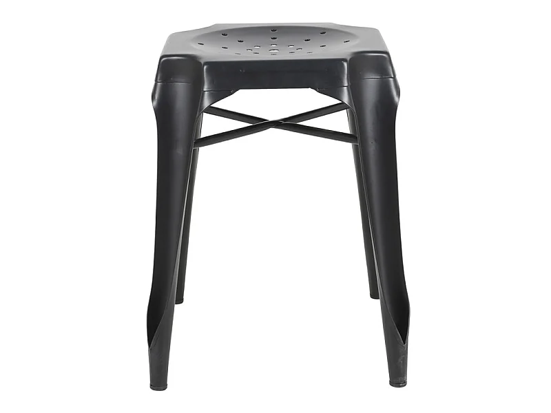 Lot 2 tabourets H. 44 cm vintage empilables en métal noir - METALICA