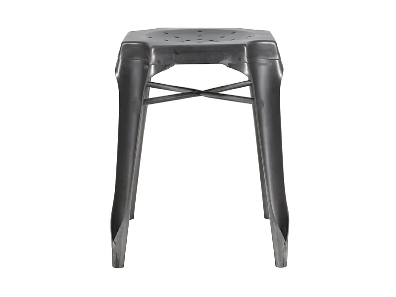 Lot 4 tabourets vintages empilables en métal gris vieilli - METALICA