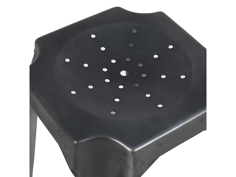 Lot 4 tabourets vintages empilables en métal gris vieilli - METALICA