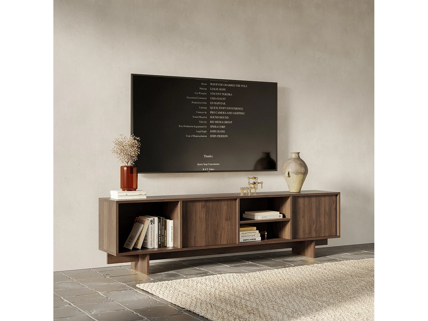 TV-Lowboard 2-türig - Warmia Walnuss - 200 cm - Sanva