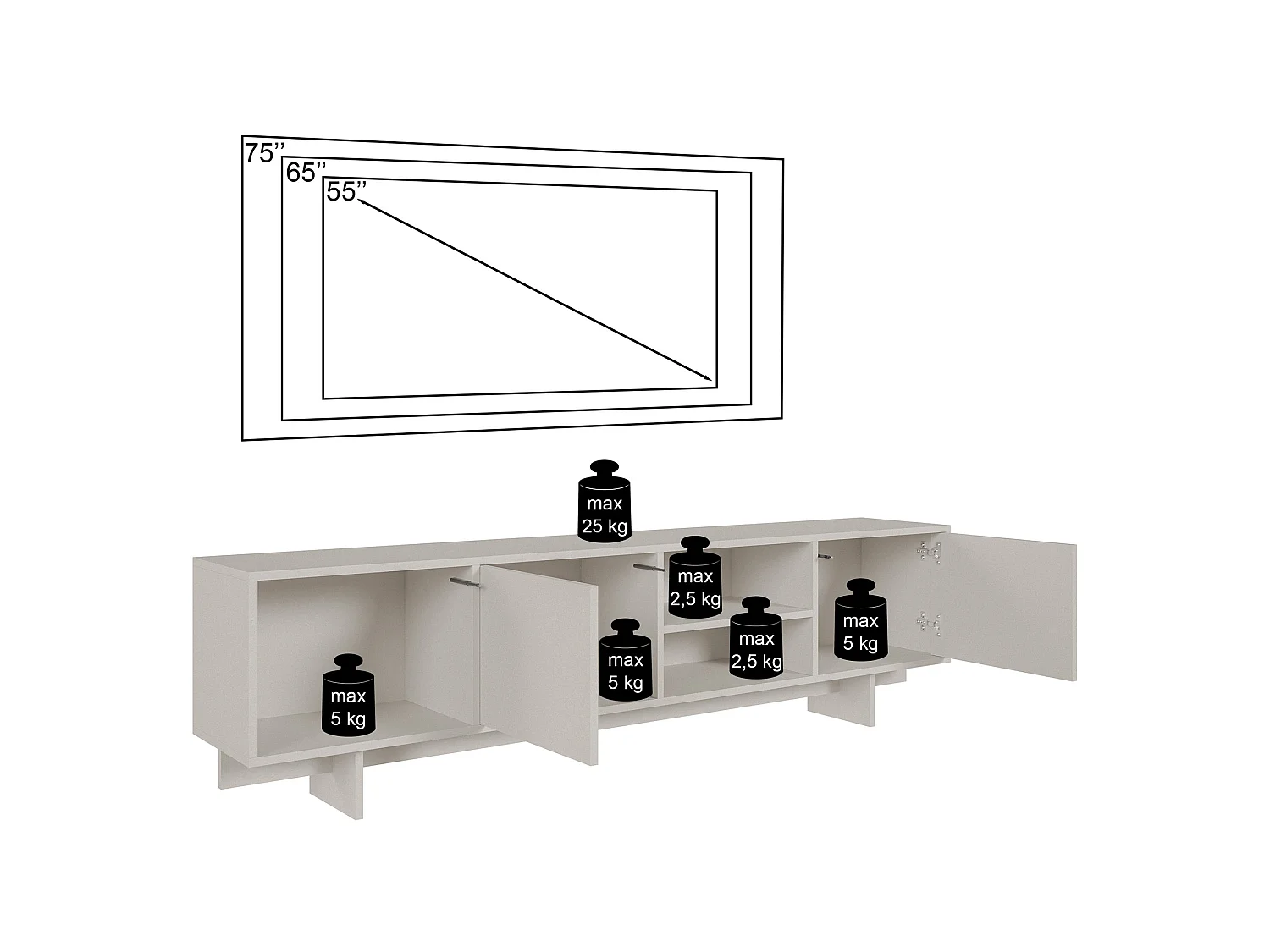 TV-Lowboard 2-türig - Warmia Walnuss - 200 cm - Sanva