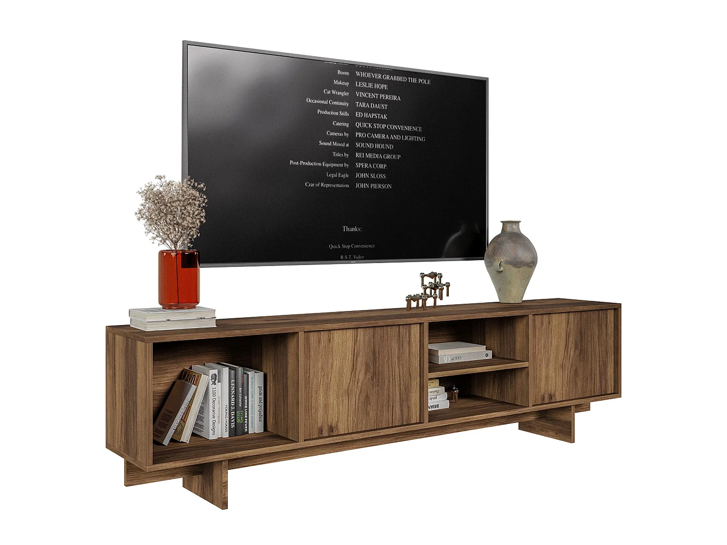 TV-Lowboard 2-türig - Warmia Walnuss - 200 cm - Sanva