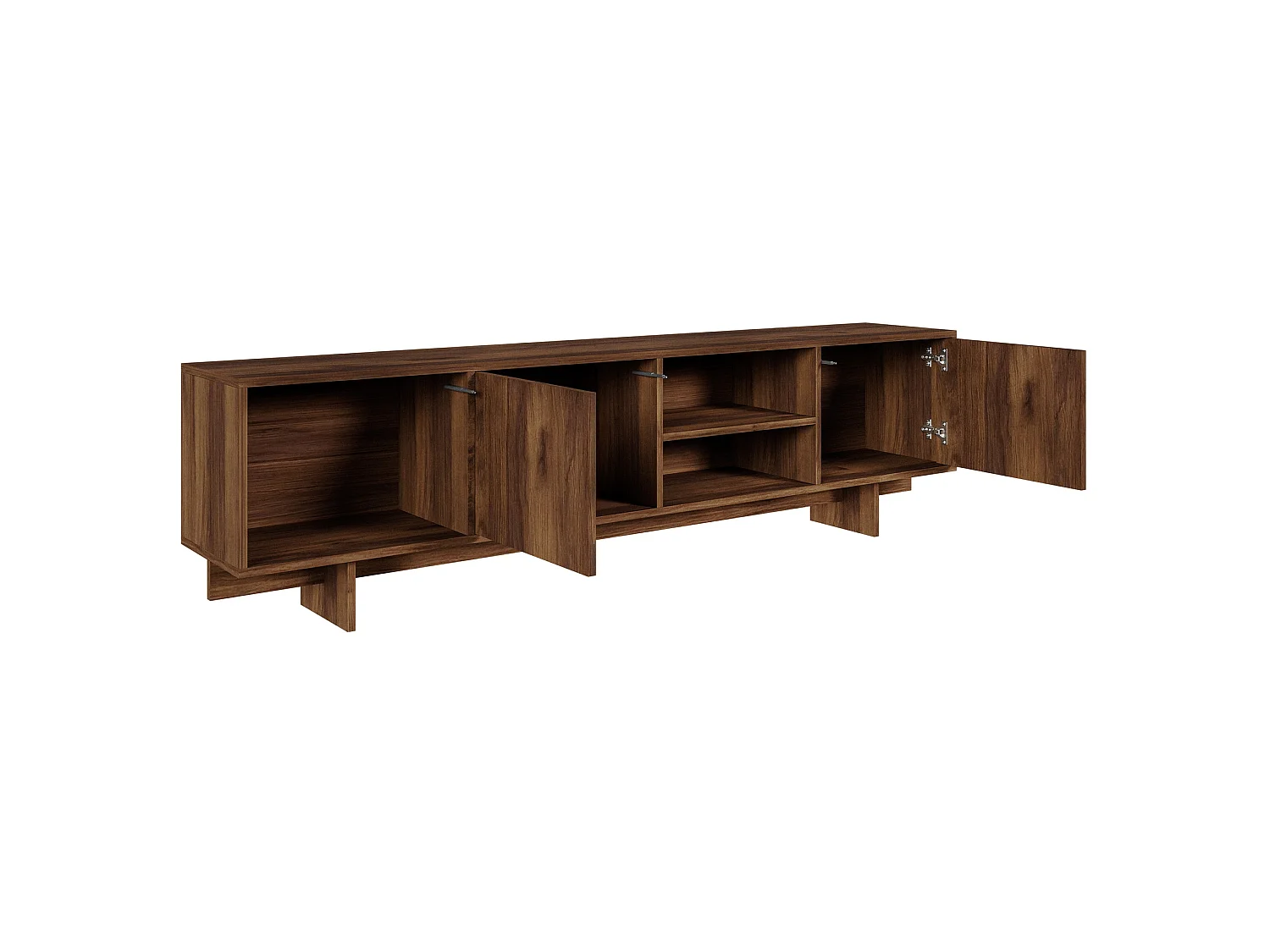 Meuble TV avec 2 portes et 3 niches - 200 cm - noyer warmia - SANVA