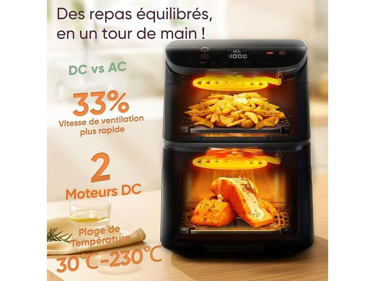 COSORI Turbo Tower Chef Edition Friteuse à air verticale 10,8 L - Noir
