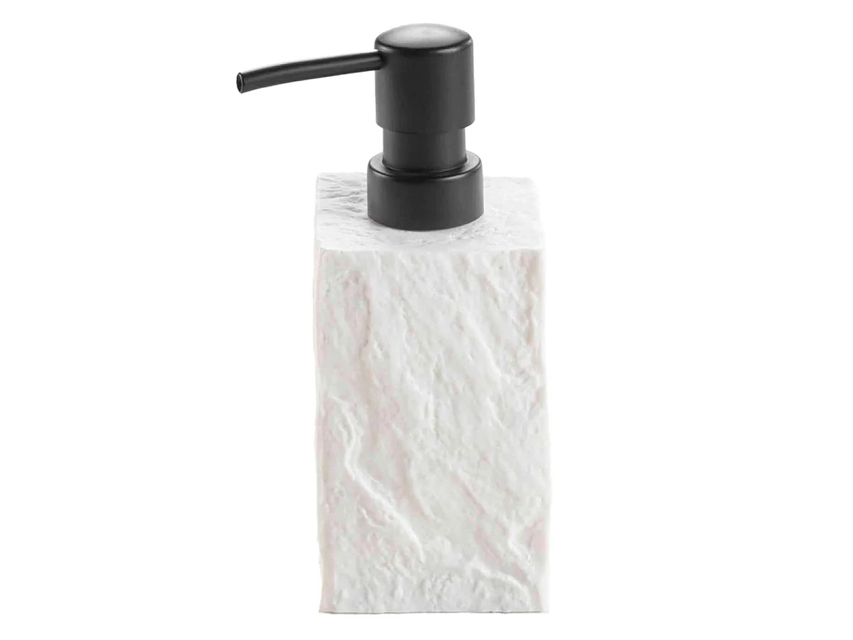 Distributeur de Savon Effet Minéral "Stony" 16cm Blanc