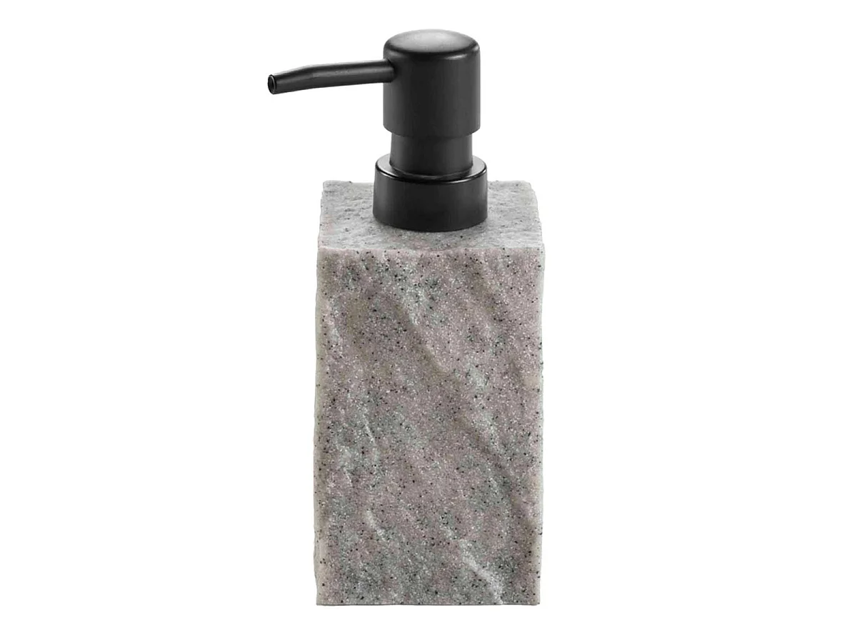 Distributeur de Savon Effet Minéral "Stony" 16cm Gris