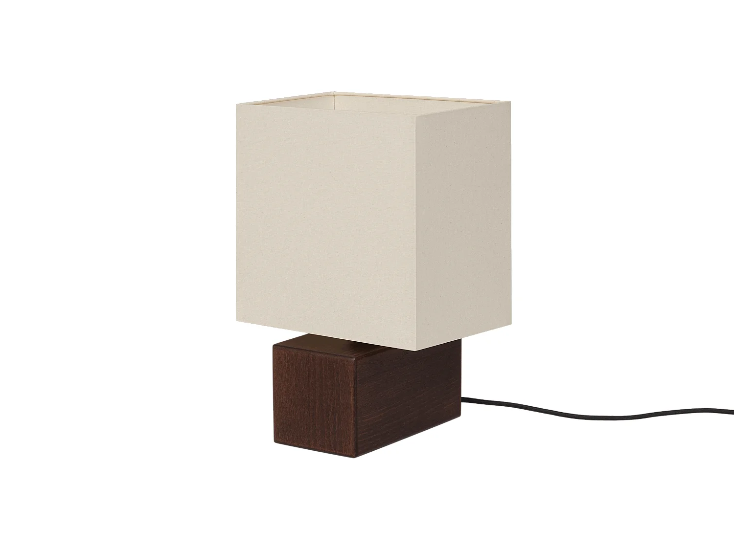 Zam tafellamp - moderne geometrische lamp met houten basis en stoffen kap