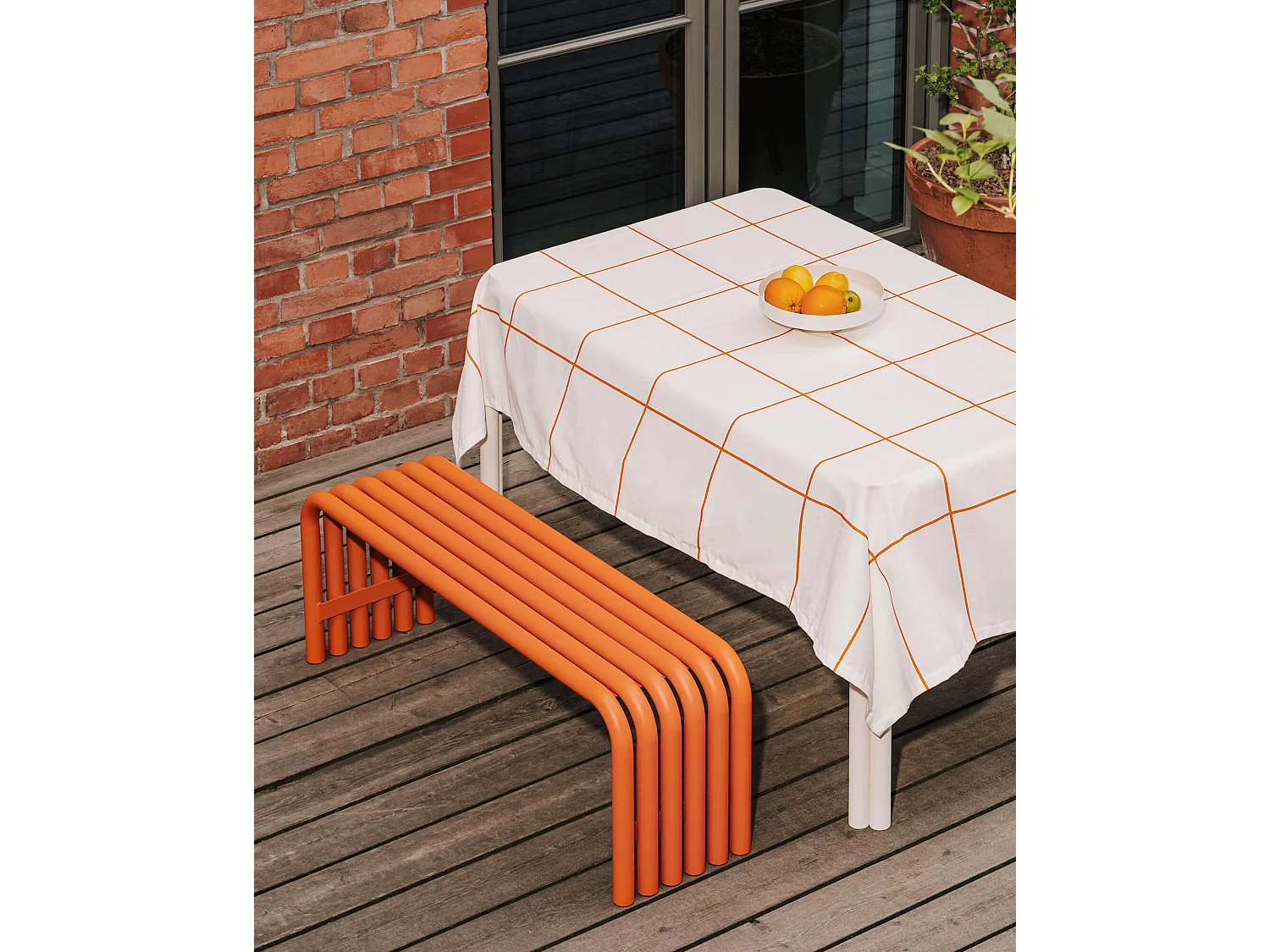 Nokk Sitzbank - wetterfeste Stahlbank für Terrasse, Balkon und Innenbereich