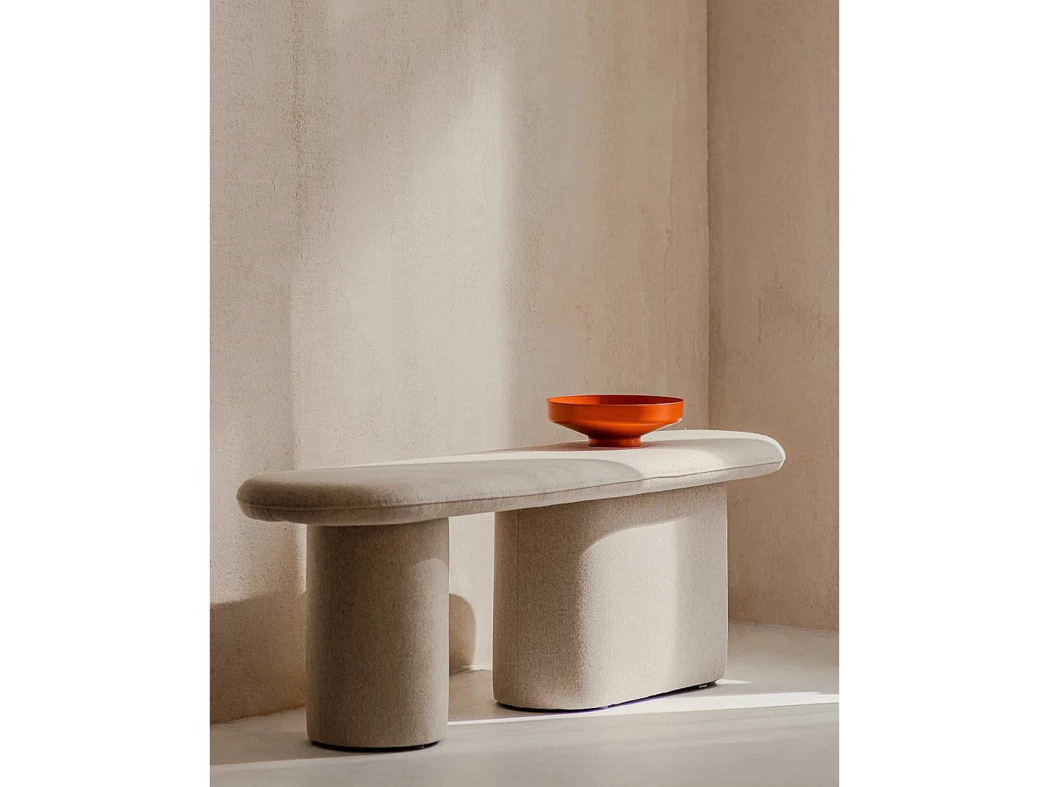 Rull Bank - gepolsterte Wolloptik, 130 x 36 x 39,6 cm