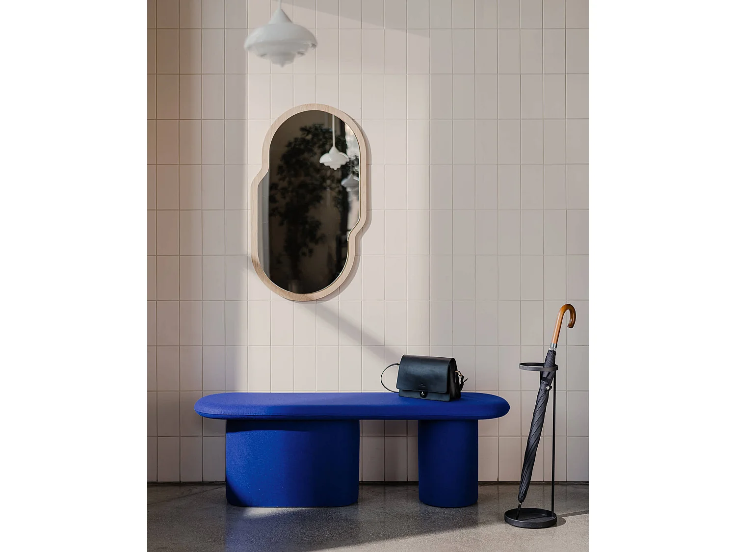 Rull Bank - gepolsterte Wolloptik, 130 x 36 x 39,6 cm
