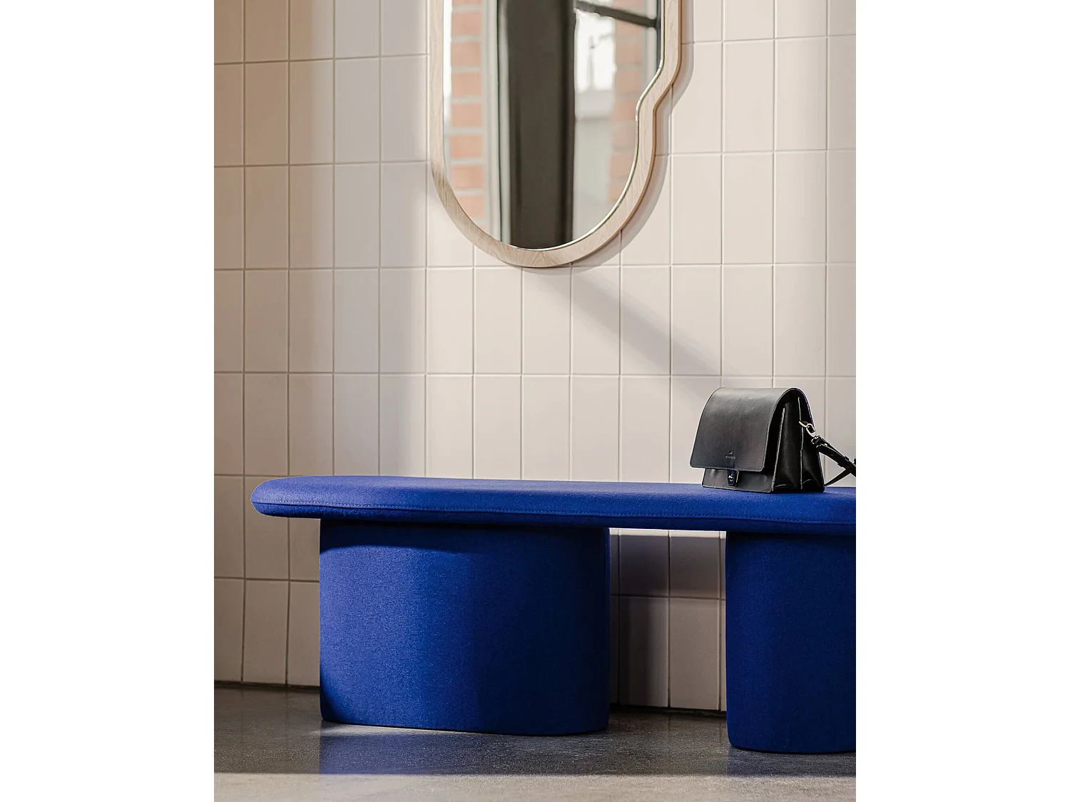 Rull Bank - gepolsterte Wolloptik, 130 x 36 x 39,6 cm