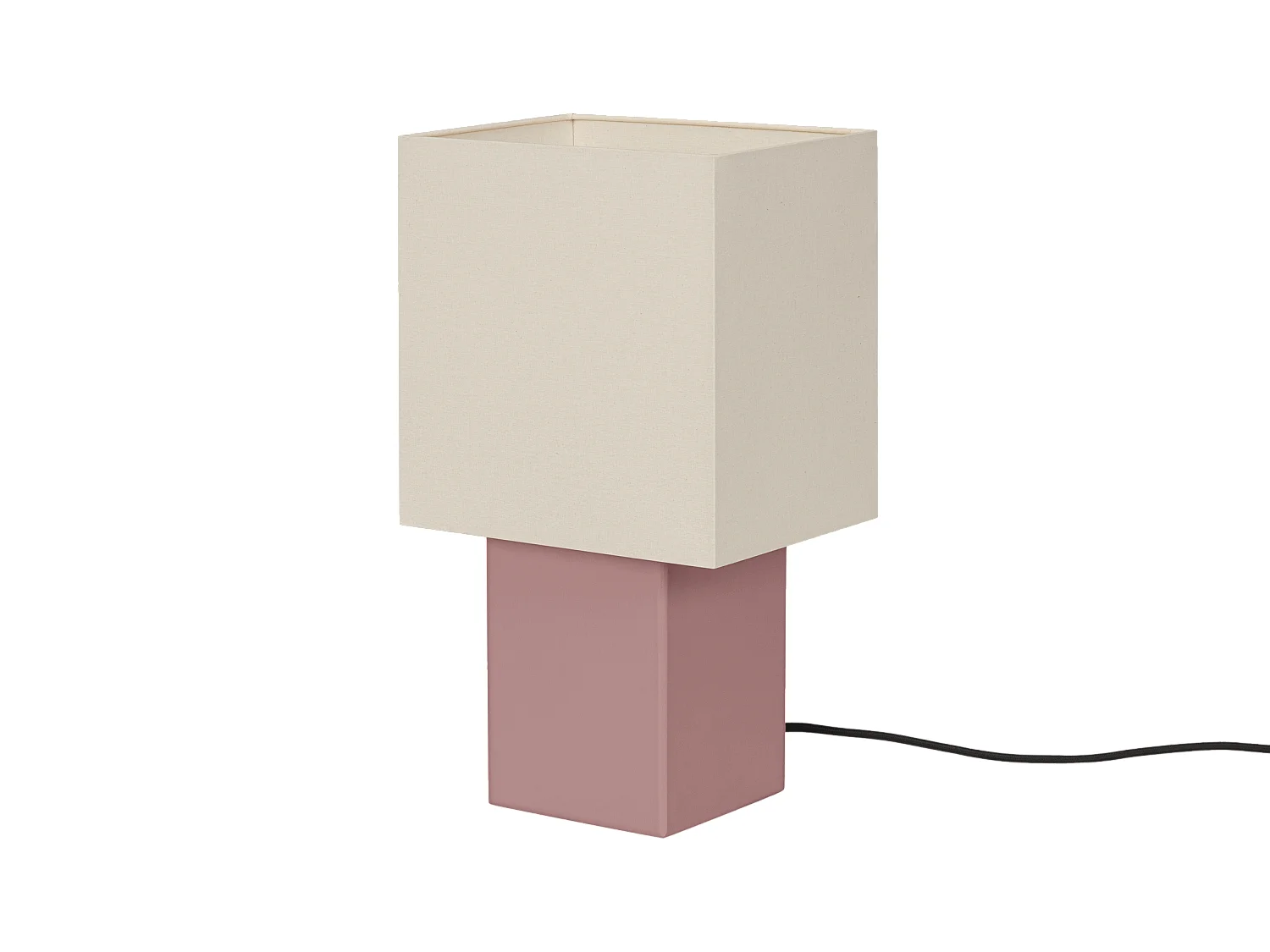 noo.ma Zam Tischlampe - geometrisches Design, Holzfuß, Stoffschirm
