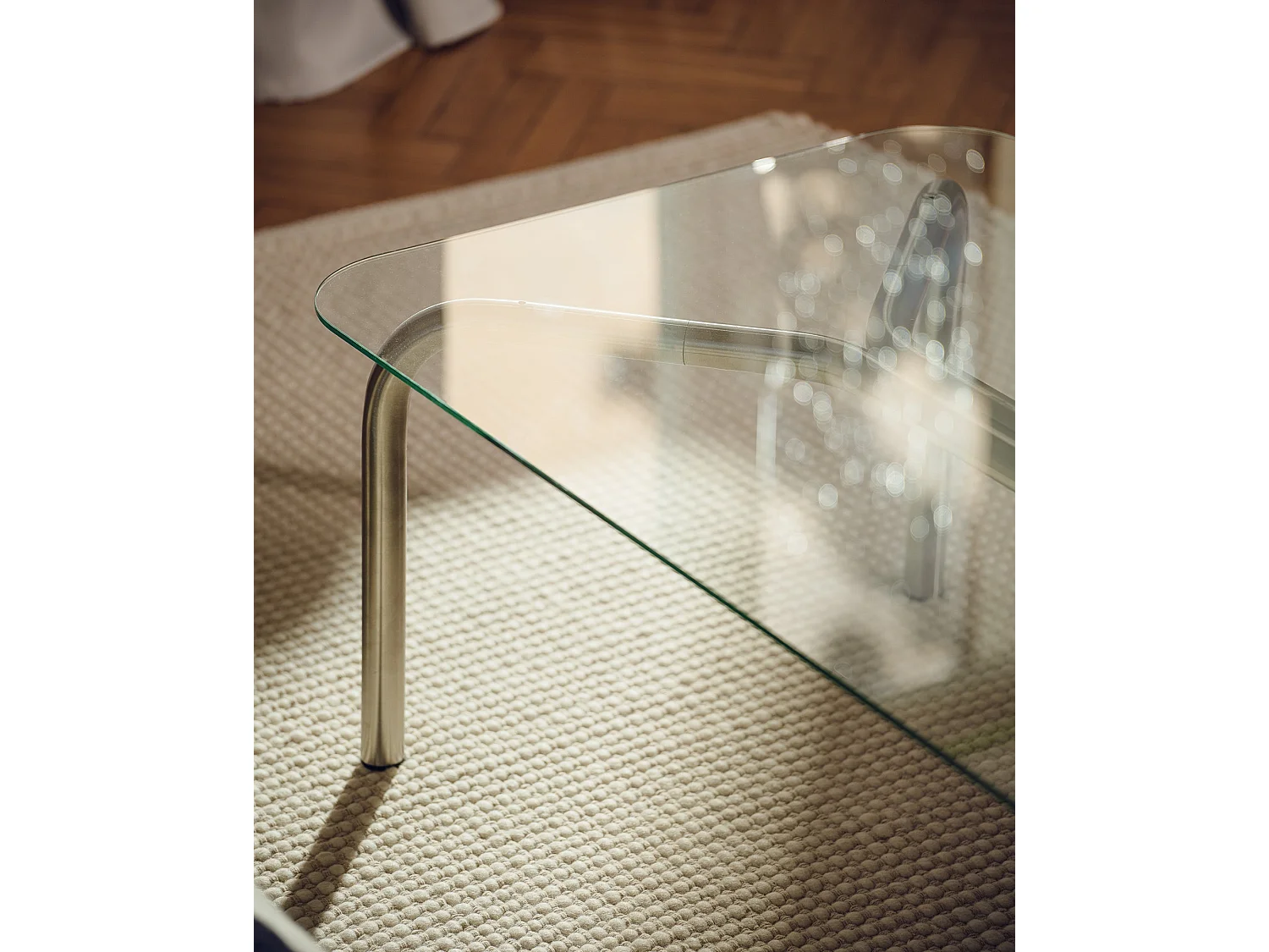 noo.ma Uku salontafel 80 x 80 cm, glas en geborsteld staal