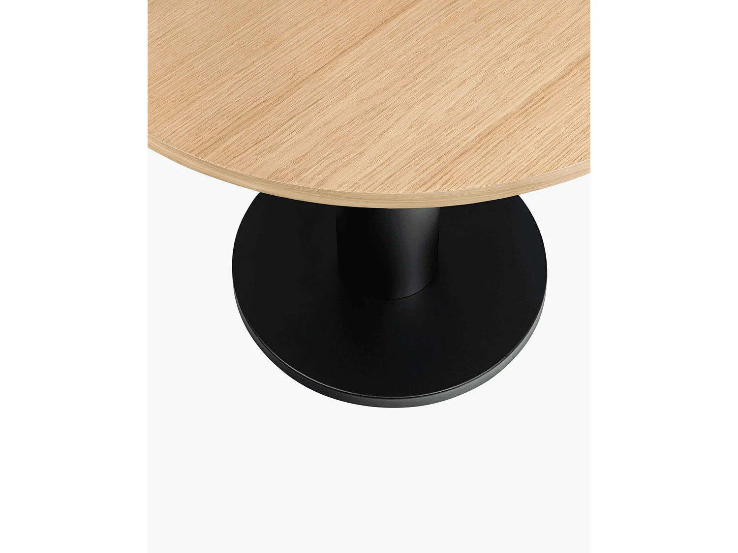 Sool Café Table - runder Esstisch 80 cm, Eichenfurnier und schwarzer Stahlfuß