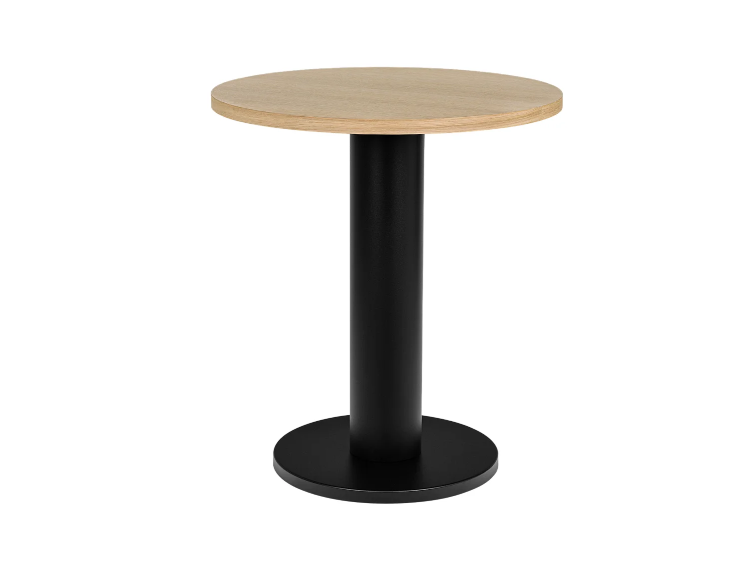 Sool Café Table - runder Esstisch 80 cm, Eichenfurnier und schwarzer Stahlfuß