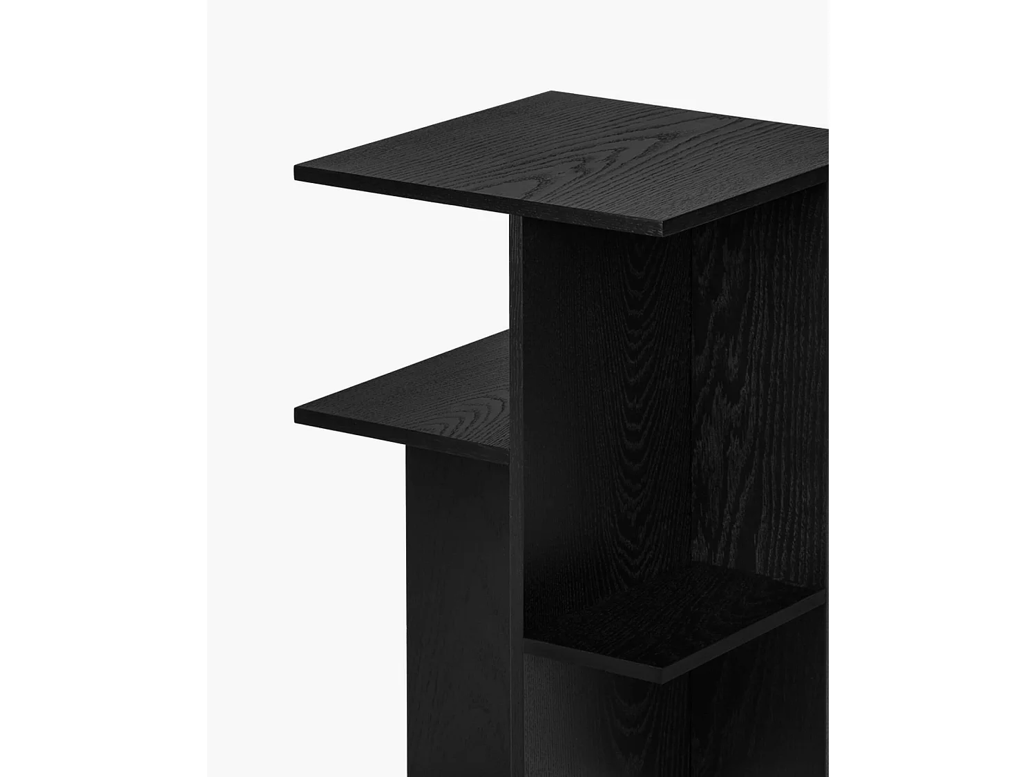 Atik - Comodino moderno asimmetrico in legno, colore Vulcano Black