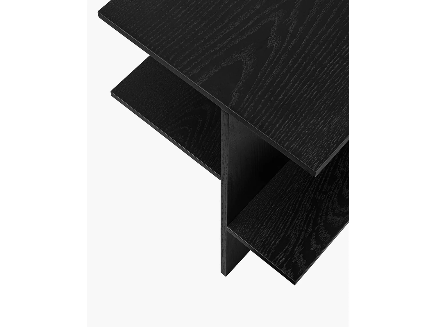 Atik - Comodino moderno asimmetrico in legno, colore Vulcano Black