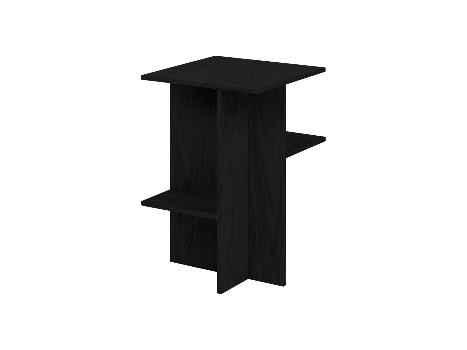 Atik - Comodino moderno asimmetrico in legno, colore Vulcano Black