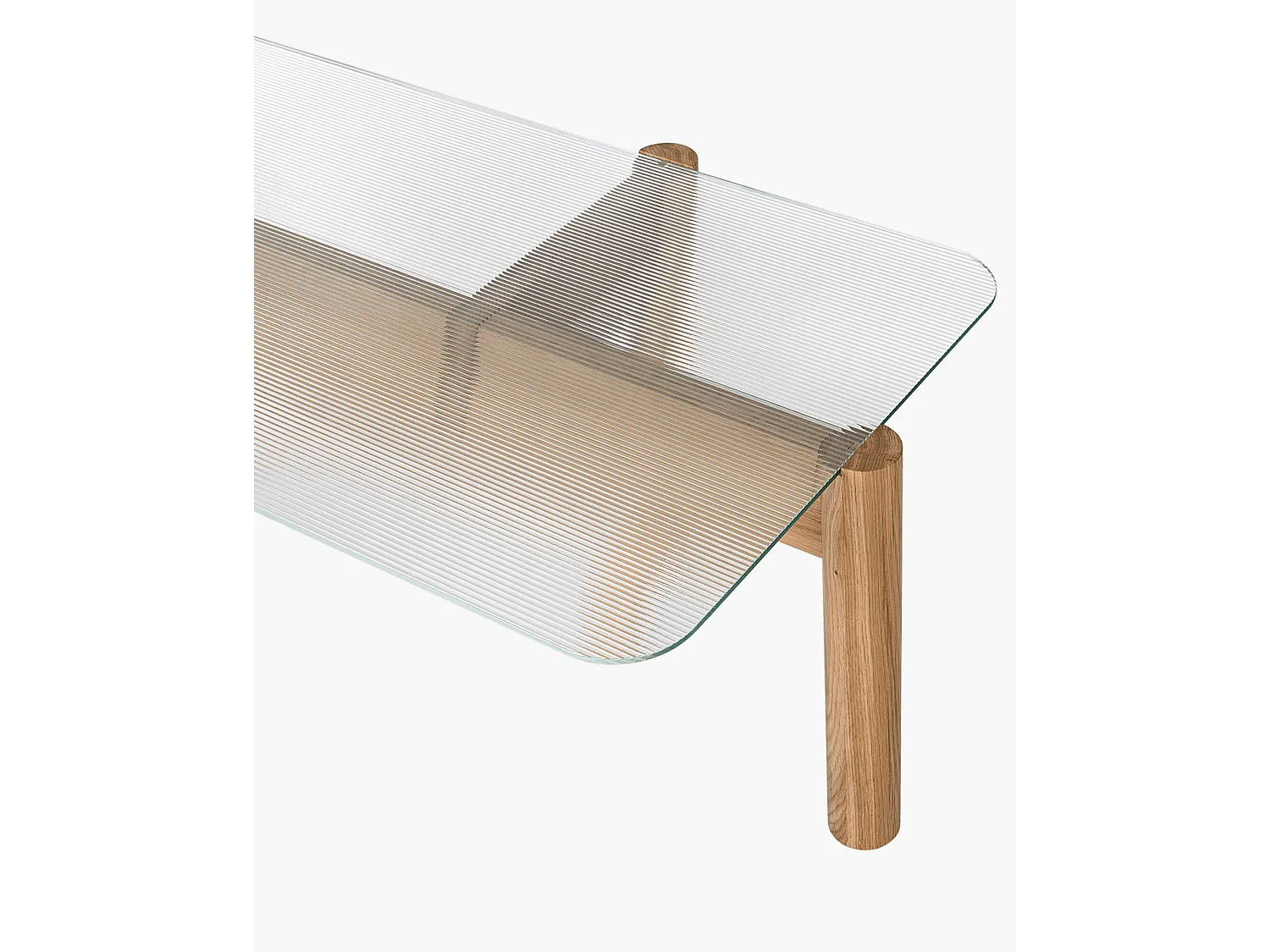Table basse Kob noo.ma - plateau verre texturé et pieds bois massif