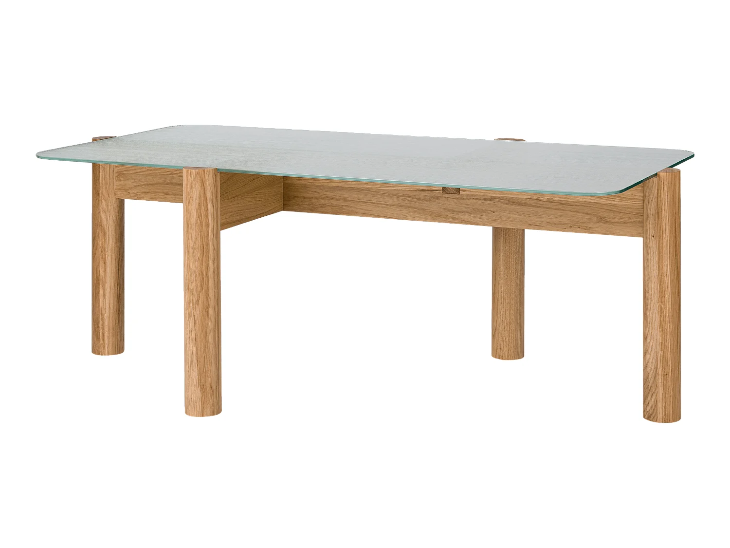 Table basse Kob noo.ma - plateau verre texturé et pieds bois massif