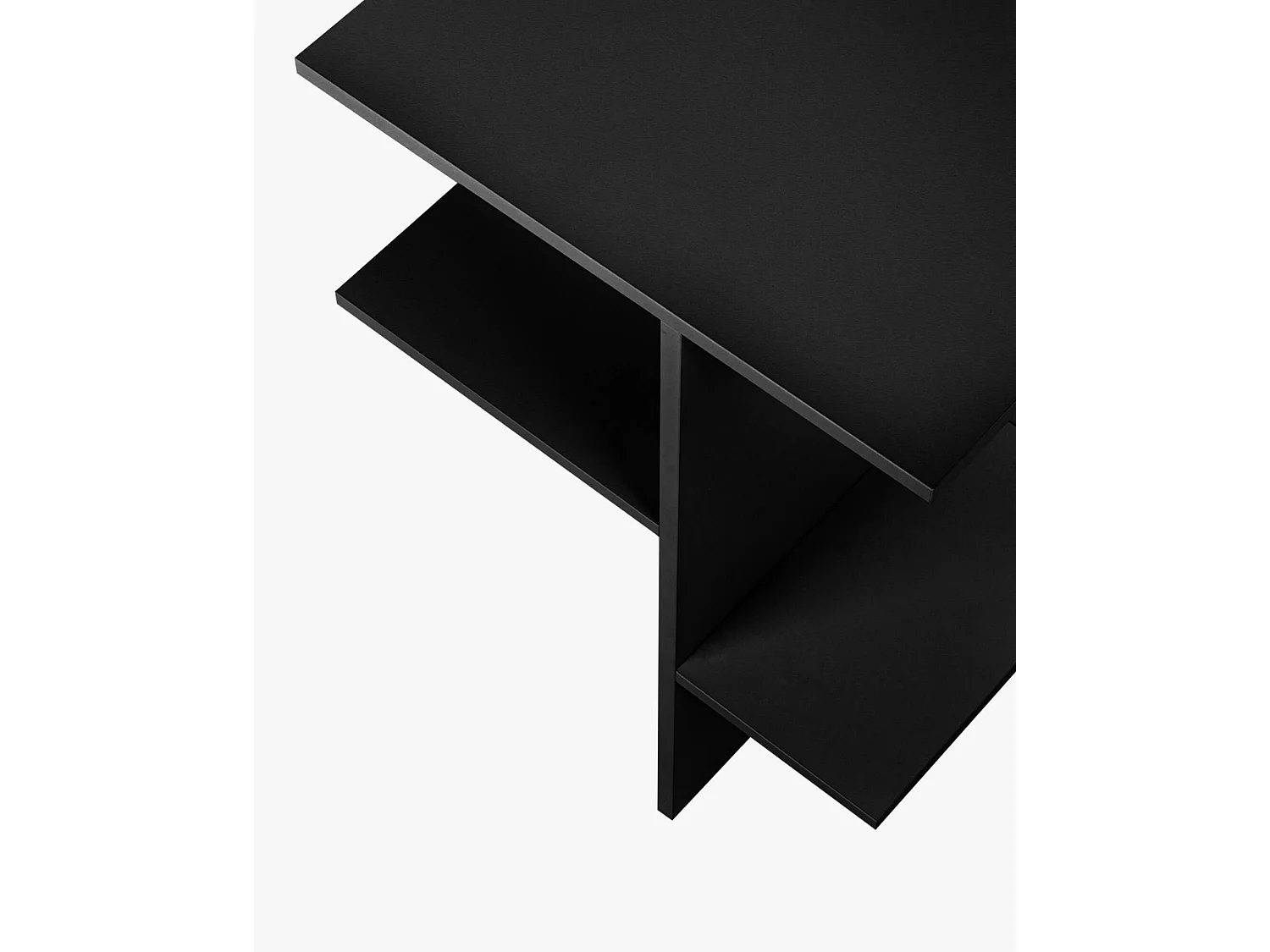 Atik - Comodino asimmetrico in melaminico nero, 36x36x56,5 cm