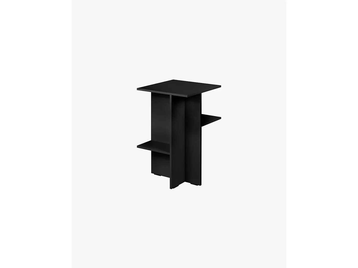 Atik - Comodino asimmetrico in melaminico nero, 36x36x56,5 cm